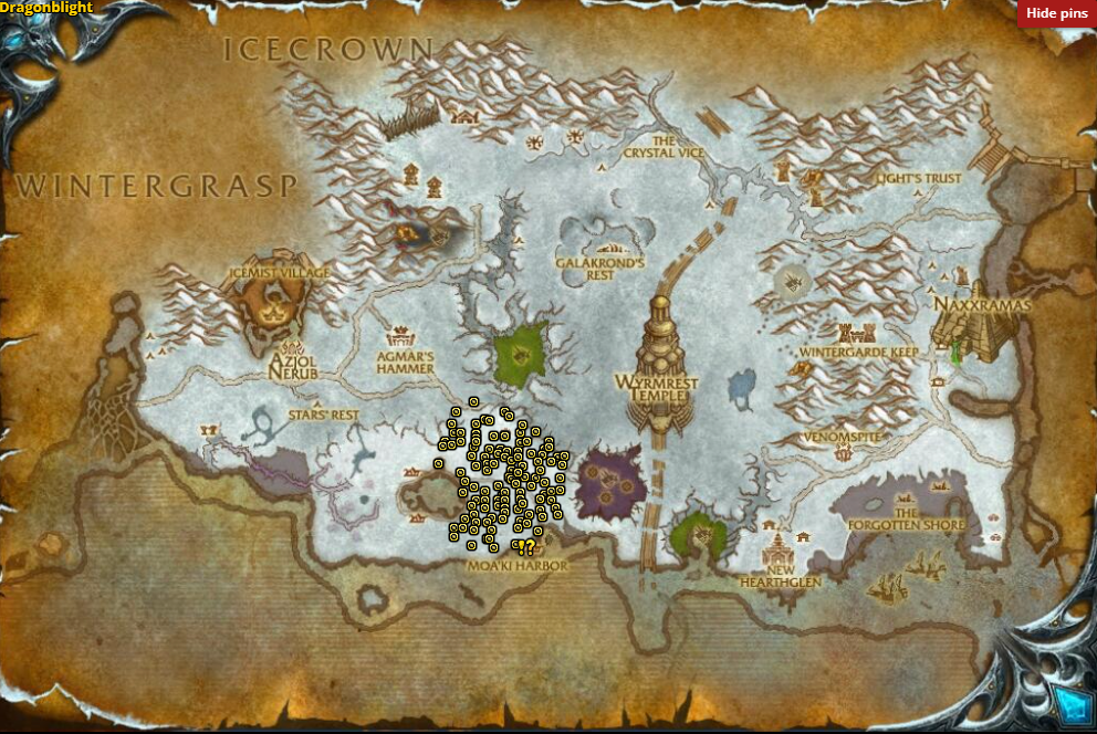 Targeted Mobs:
Snowfall Glade Reavers and Snowfall Glade Wolvars in the area all have a chance to drop the quest items.
Most mobs can be found just north of Elder Ko'nani's hut, making this a compact and efficient grind